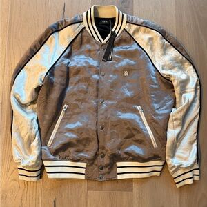 Amiri bomber varsity jacket sz xxl silver white black metallic